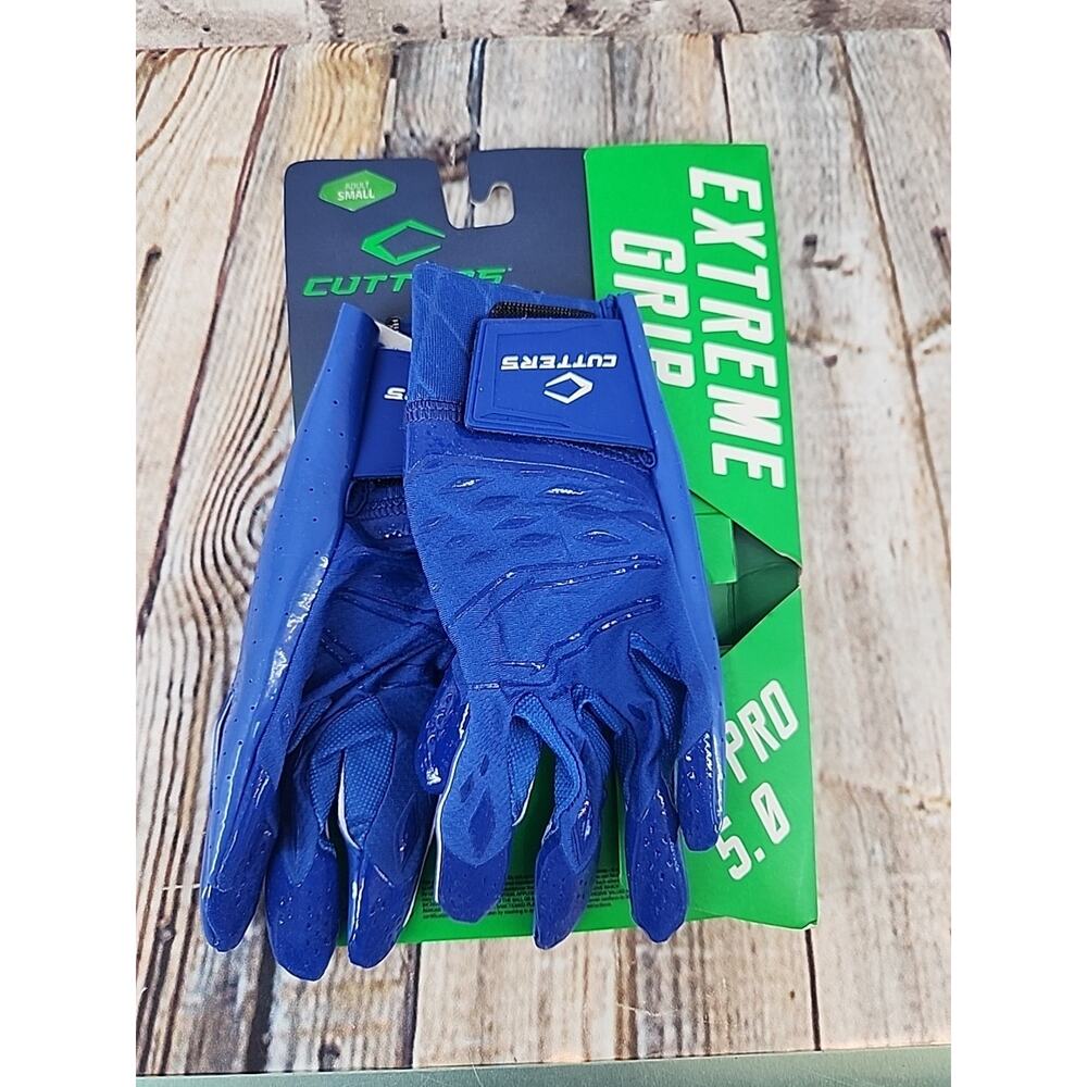 Cutters Rev Pro 5.0 Extreme Grip Football Gloves Blue Adult Size Small New